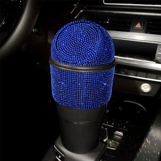 Blue Rhinestones Car Trash Can Mini ABS Vehicle Trash Cans