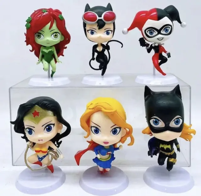 6 pz DC Comics Super Hero Girls Harley Quinn Batgirl Poison Ivy WW 8 cm