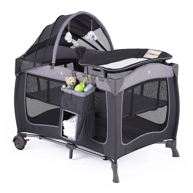 Portable Baby Nursery Center Baby Playard, Foldable Baby Crib with Changing Tabl