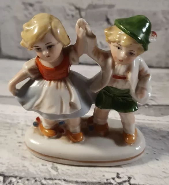 Vintage Mid Century German Bisque Porcelain Figurine Boy & Girl