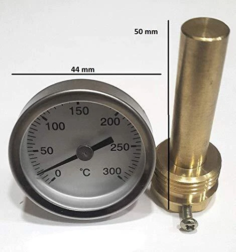 TERMOMED Thermomètre pour Porte de Fours à Bois, échelle de 0 à 300ºC avec vanne 2