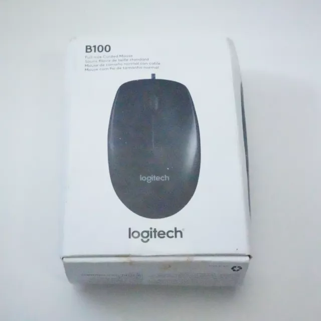 Logitech B100 Corded Wired USB Mouse for Computers PS Laptops (Right or Left)
