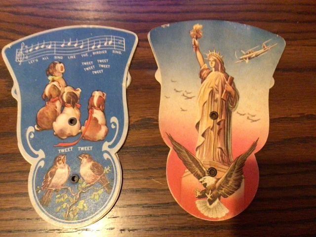 2 Vintage Foldout Hand Fans