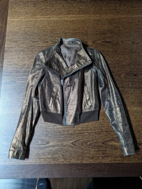 Rick Owens Bronze Leather Women's Jacket Sz 44