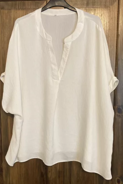 Ladies Unbranded White Oversized Top Size UK22/24/26 - Please Read Measurements
