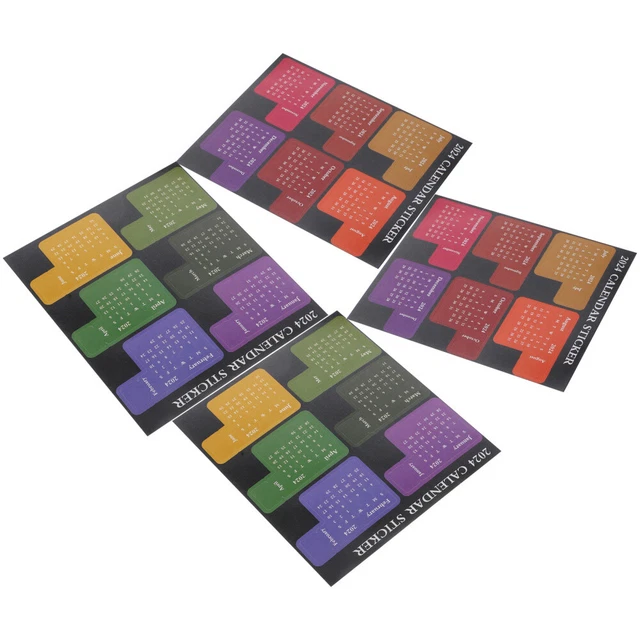 4 SETS STICKERS 2024 Full Year Calendar Index Label 4pcs/set Office £7.