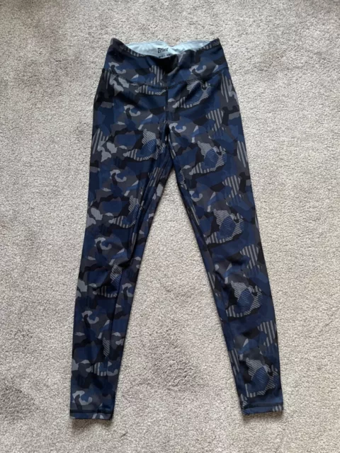 Crivit ladies navy blue patterned sports leggings size small 8/10