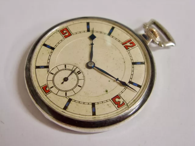 Jolie montre de poche Art Déco en argent niellé Antique Niello Niel pocket watch