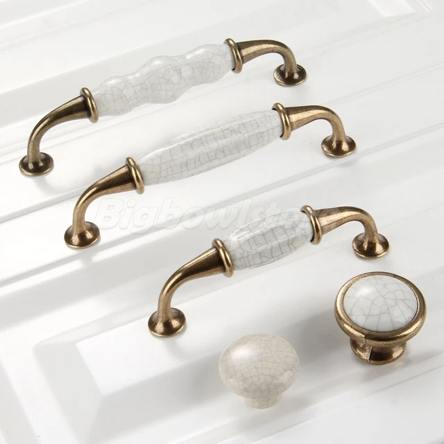 Retro Cracked Porcelain Door Pull Handles Kitchen Cupboard Drawer Cabinet Knobs