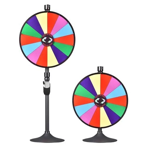WinSpin 24 Inch Heavy Duty Prize Wheel Dual Use Adjustable Tabletop and Floor...