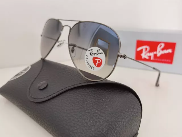 Gafas De Sol RAY BAN AVIATOR  RB3025 004/78 Gunmetal Gradient Polarized New