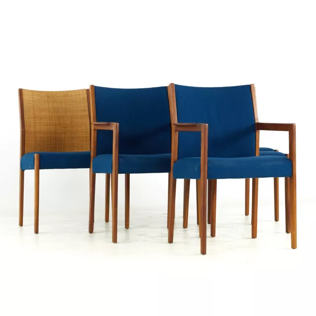 Jens Risom Mid Century Cane and Walnut Dining Chairs - Set of 6