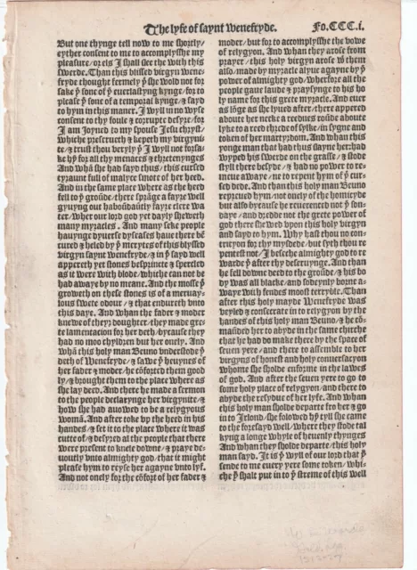English Printer Wynkyn de Worde 1512 Golden Legend Westminster RARE Leaf - Early 2