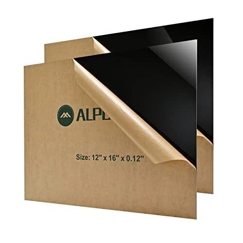 Acrylic Plexiglass Sheet 12" x 16" x 1/8" 2 Pack Black Cast Acrylic Sheets New