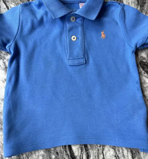 Ralph Lauren Short Sleeved Polo Shirt Blue Baby Boy 9 Months