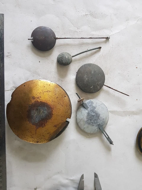 Antique French & Other Clock Brass Pendulum Bobs Job Lot Repair Spare Parts Antique French & Other Clock Brass Pendulum Bobs Job Lot Repair Spare Parts