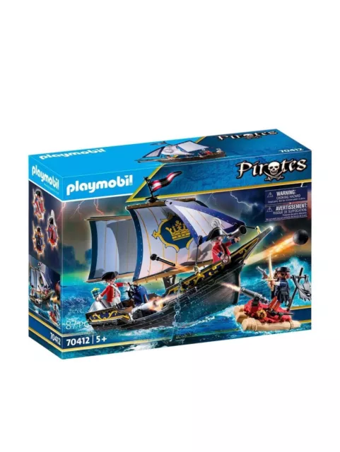 PLAYMOBIL Piratas Pequeño Barco Pirata Flotante con Balsa Fantasía Juego 70412