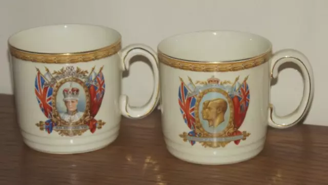 Rare Edward VIII & George VI Coronation Mugs 12 May 1937 Grindley Creampetal