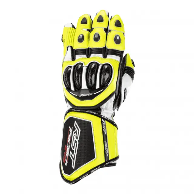 RST Tractech Evo 4 CE Leather Motorcycle Race Gloves (Fluo Yellow/Black) 3