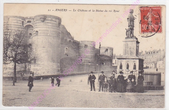 CPA 49000 ANGERS Chateau la statue du king René animation ca1908