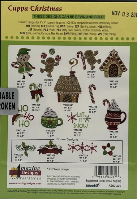 Amazing designs Cuppa Christmas 25 Classic Designs ADC- 320  CD Brand New 2