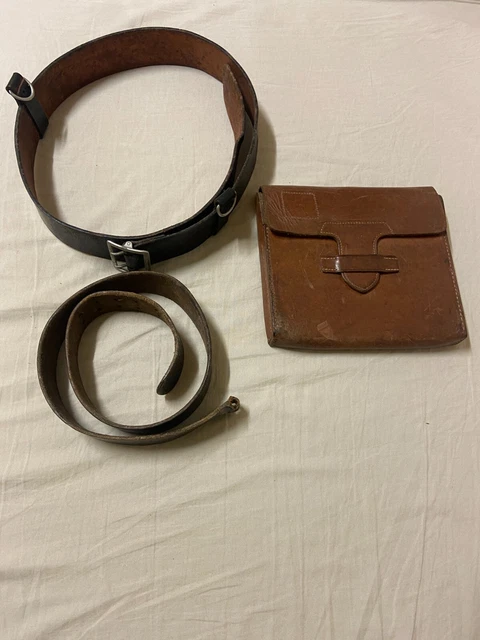 Alte Ledergürtel und Kartentasche, 40er, 50er Jahre ?