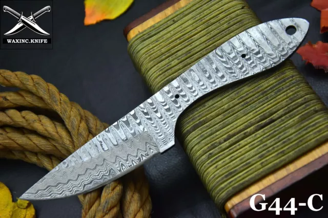 Custom 8.1"OAL Damascus Steel Blank Blade Hunting Knife Handmade (G44-C)