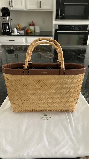 Kate Spade Santa Maria Anabel Wicker Tote, Bamboo Handles Light Tan/Straw Color