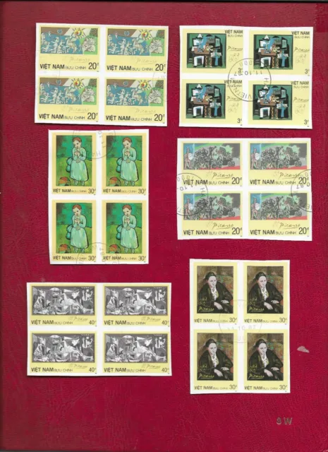 Vietnam 1987 Picasso Set Imperforate Blocks Of Four