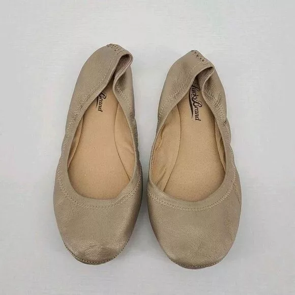 Lucky Brand Emmie Womens Tan Leather Upper Slip-on Ballet Flat Shoe 7.5