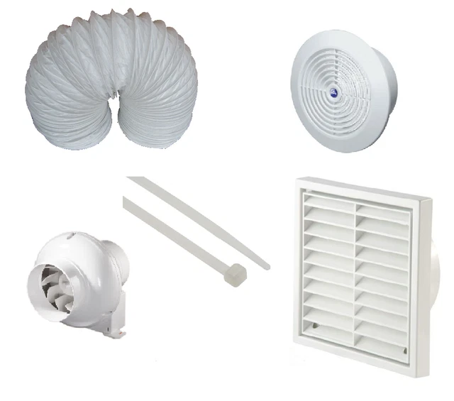 BATHROOM FAN KIT Loft Ceiling Mounted Extractor Duct Vent with 4