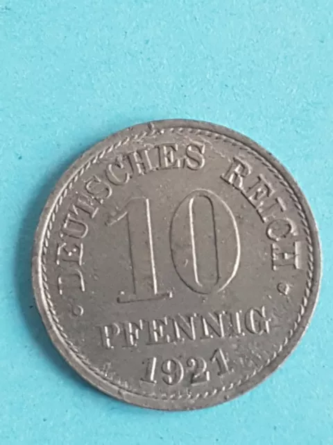 10 Pfennig 1921 Zink Deutsches Reich German Empire Prägefehler 3