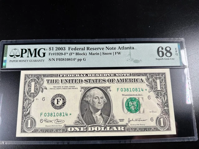 Superb Gem Graded PMG 68 EPQ Star Federal Reserve Note fr 1929-f*
