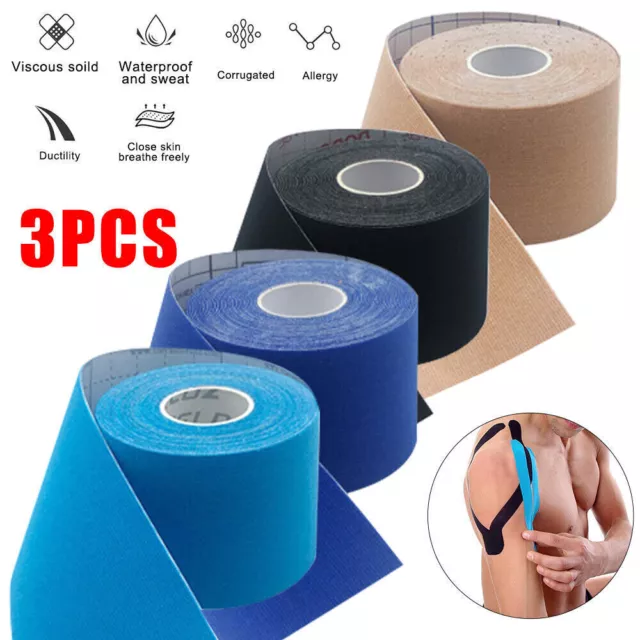 5cm x 5m Kinesiology Tape KT Muscle Strain Injury Support Physio Sports 3 Rolls