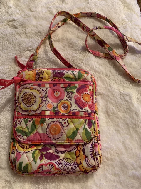Vera Bradley Mini Hipster Crossbody  Bag Pink Orange Green Floral EUC