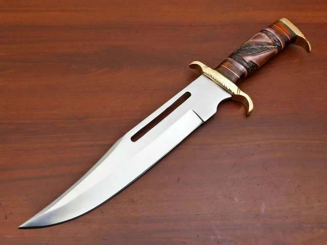 Custom Hand Made D2 Blade Bowie Hunting Knife- Stained Engraved Bone  - Za-3086 5