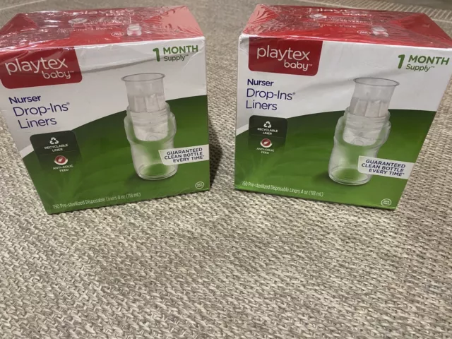 Playtex Baby Drop-Ins Liners 300 Total Nurser Bottles 4 Oz 150 Count Sealed NEW