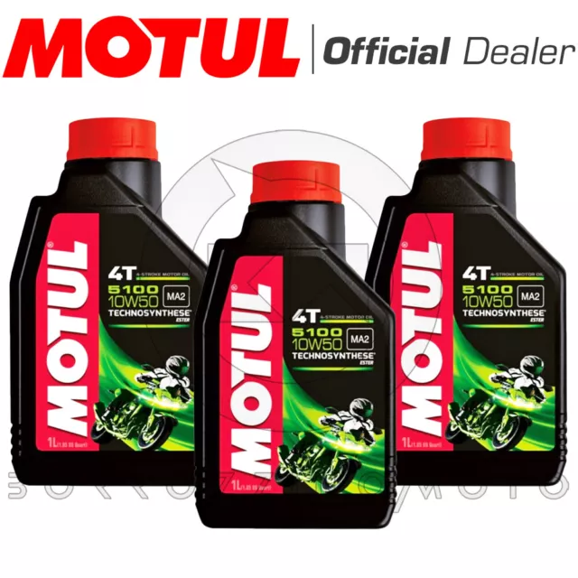 3 Lt Litri Olio Motore Motul 5100 10W50 Moto Scooter 4T Semi Synt Tecnosyntesi