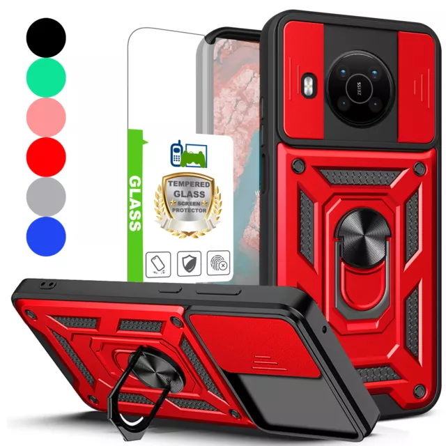 For Nokia X100 5G Shockproof Case Ring Armor Cover Holder Stand+Tempered Glass