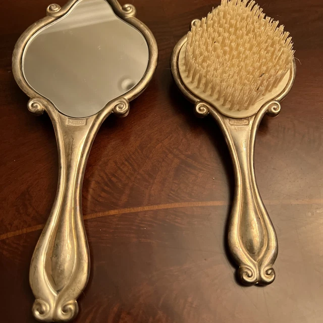 Antique International Sterling Silver Company Vanity Set Hand Mirror & Brush Set