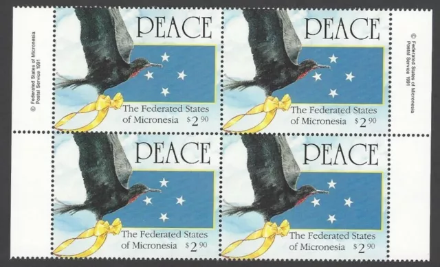 Micronesia 1991 Desert Storm – Desert Shield - Peace Bird $2.90 MNH block of 4