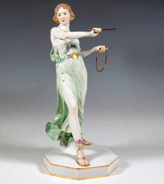 Meissen Figur Die Reifenspielerin Young Lady Ring Thrower  Mnr: A235  H: 39 Cm 2