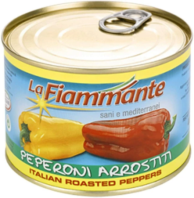 LATTINA PEPERONI ARROSTITI INTERI PELATI LA FIAMMANTE 400gr VERDURA MEDITERRANEI