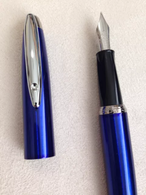 Inoxcrom Zeppelin  Blue Lacquer Chrome Trim Medium Fountain Pen-Spain-Nos.