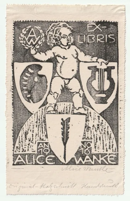 ALICE WANKE: Eigen-Exlibris, 1916