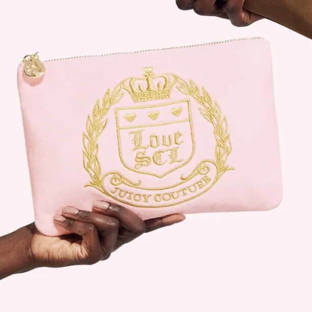 NWT STONEY CLOVER lane juicy couture flat pouch pink embroidered $85.99 ...
