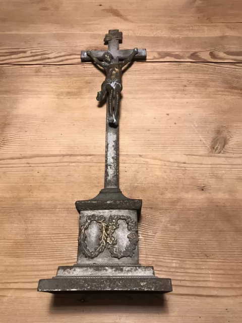 Sehr schönes altes großes Kreuz Berliner Eisen Kreuz Kruzifix um 1850 ca. 48 cm