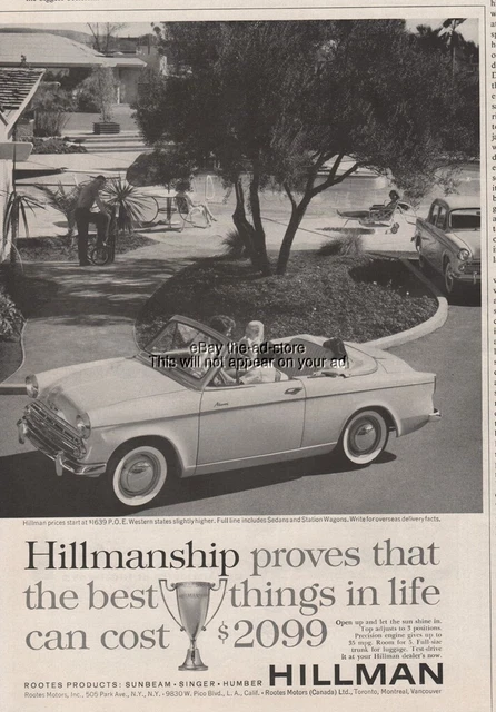 1959 Hillman Convertible Rootes Motors Best thing in life cost $2099 car ad