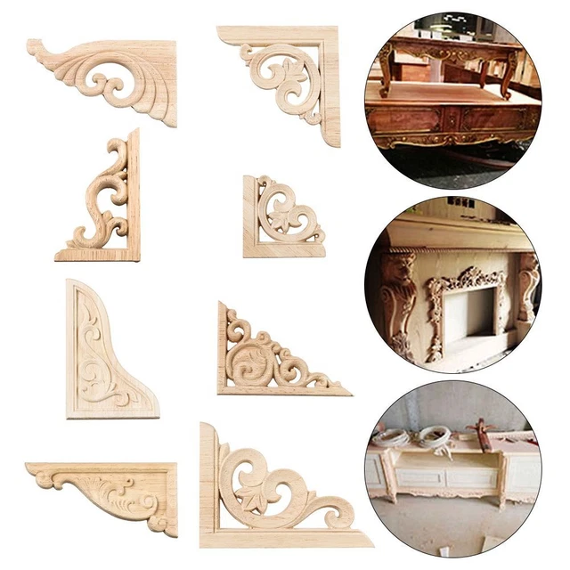 Figurines en bois Sculpture sur bois Décorative Cadre d'appliques d'angle
