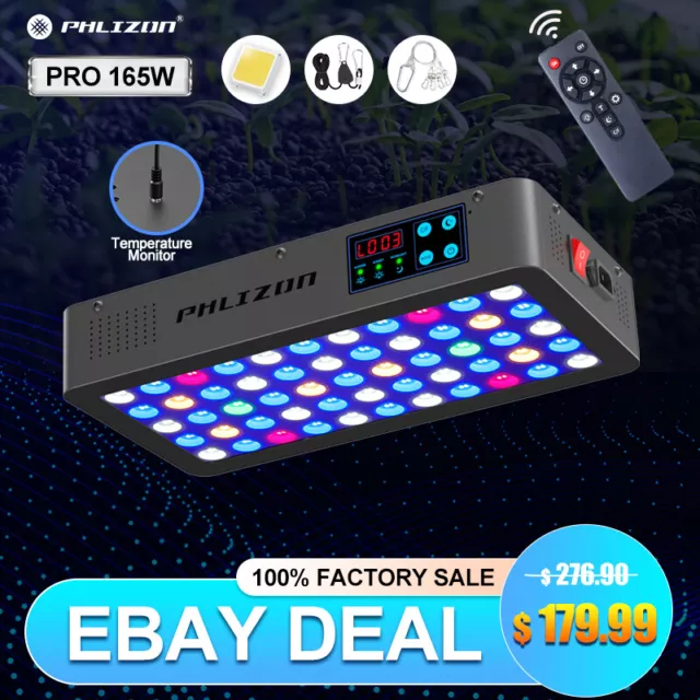 Aquarium Light 165W Full Spectrum Sun/Moon Timer for Marine Fish Coral Reef Tank